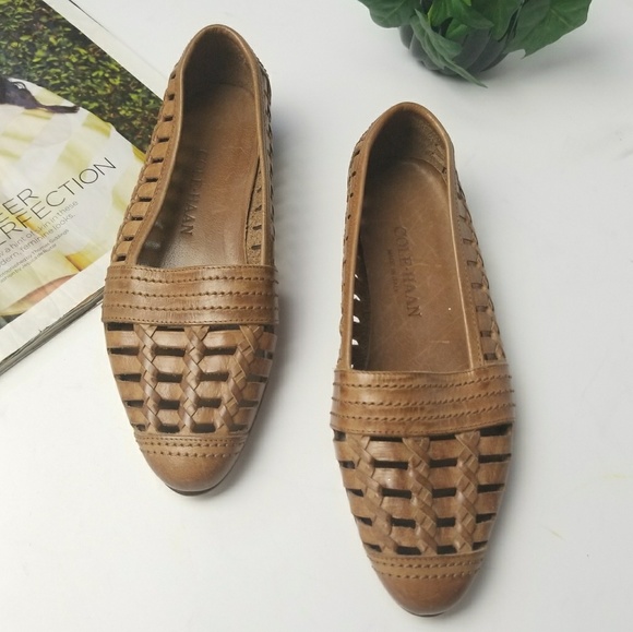 Cole Haan Handmade Leather Cut Woven Flats - Picture 2 of 6